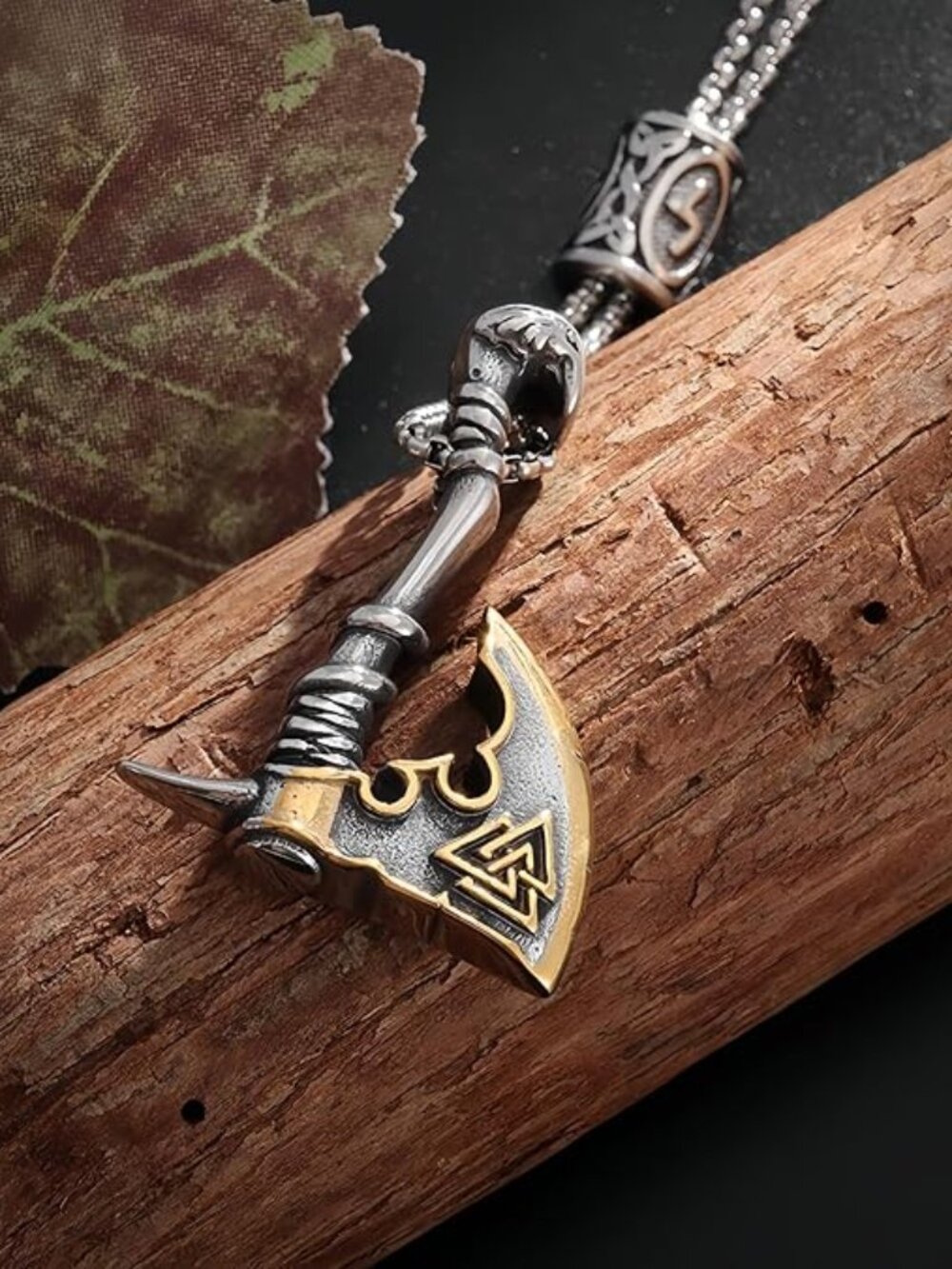 BRAND NEW Viking Axe Pendant Necklace 24 Inch Chain, Norse Amulet